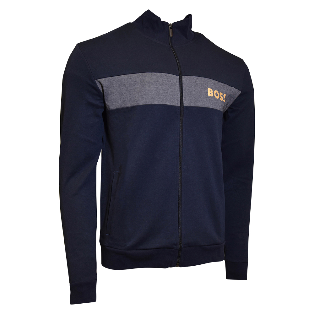 Hugo Boss Men's Tracksuit Jacket Full Zip-Up Long Sleeve Dark Blue