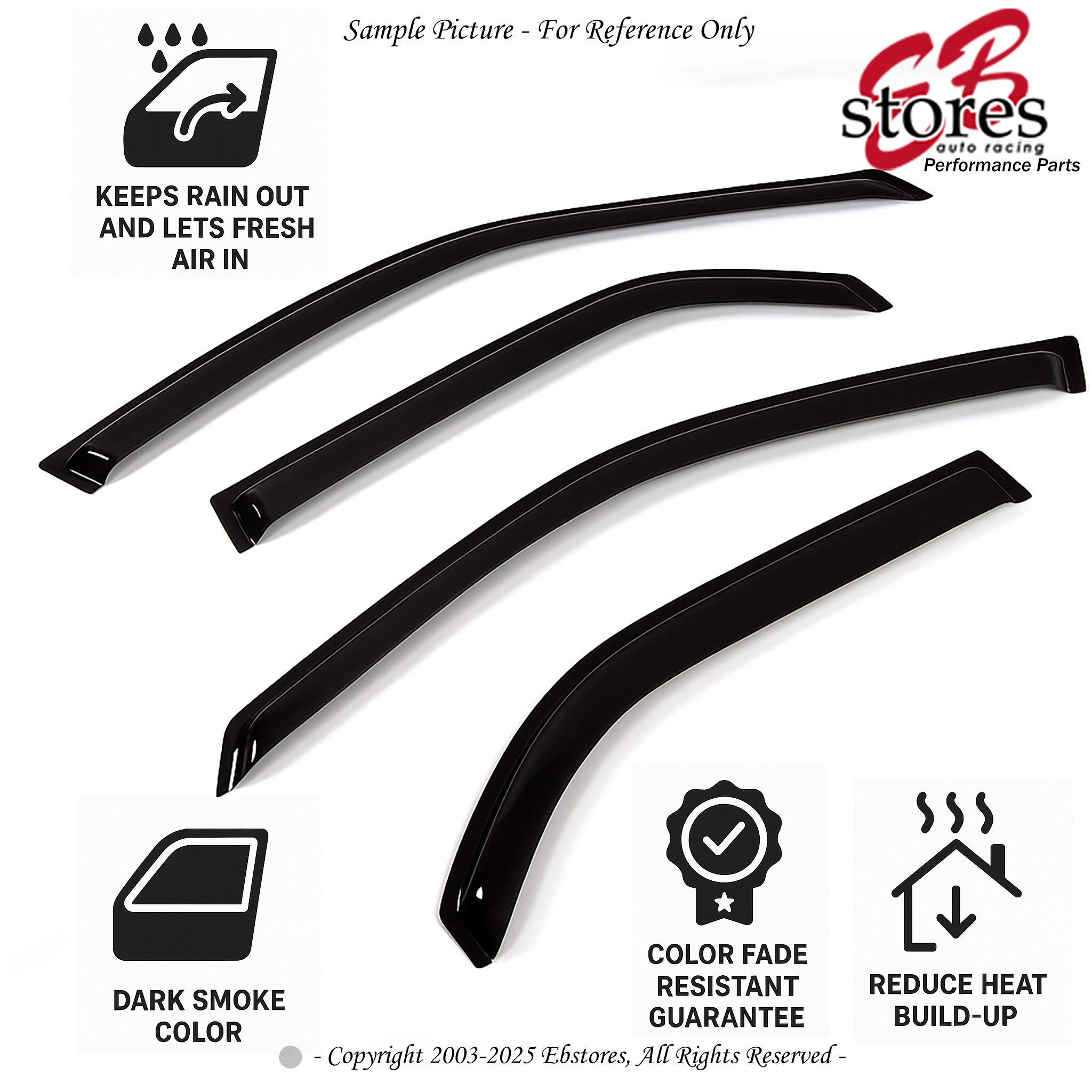 Dark Smoke Window Visors For 4-Door Ford Explorer 2002-2005 (4-Piece Set)