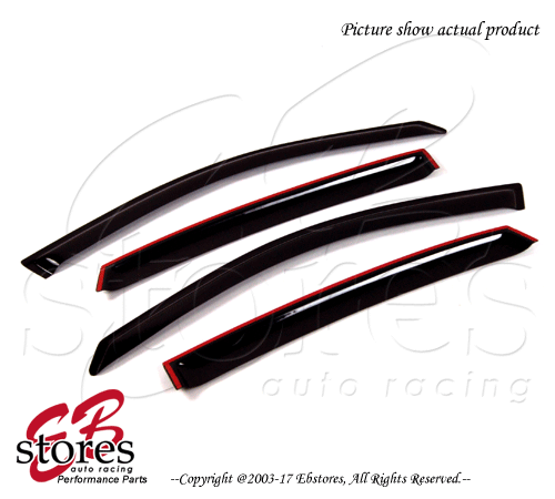 Smoke Window Rain Guards Visors For Buick LaCrosse 2005-2009 – 4pc Set, Dark Smoke, Glossy Finish - View #4