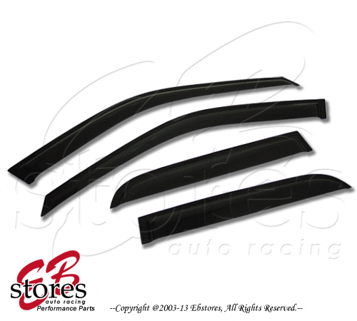 Dark Smoke In-Channel Window Visors For Mazda 2 (2011-2014) – 4-Piece Set, Reinforced Acrylic, Adhesive Mount, RG-MA21114
