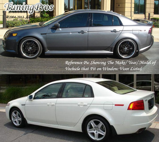 4-Piece Window Visor Sun Deflector For 2004-2008 Acura TL – Dark Smoke, Out-Channel