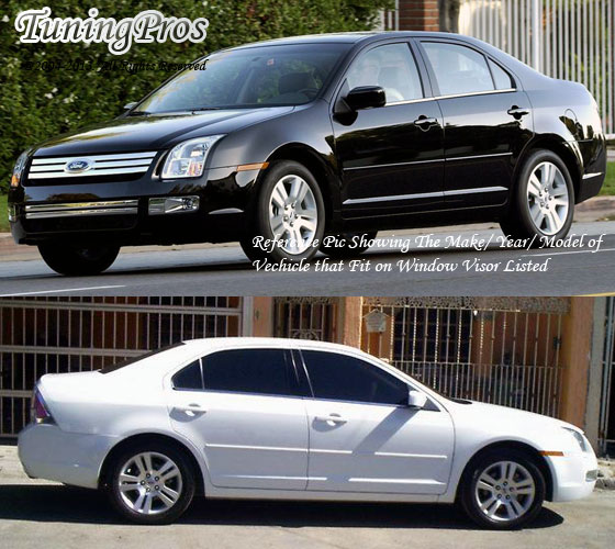 4pc Dark Smoke Rain Guards Visors For Ford Fusion 2006-2012 - Glossy Acrylic With Adhesive