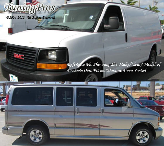 2pc Dark Smoke Rain Guards For GMC Savana 1500 2500 3500 1996-2008 2010-2016