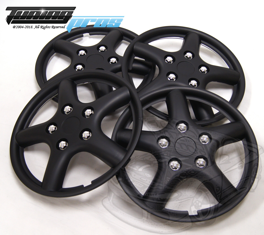 15" Inch Matte Black Hubcap Wheel Cover Rim Covers 4pc Style Code 028B