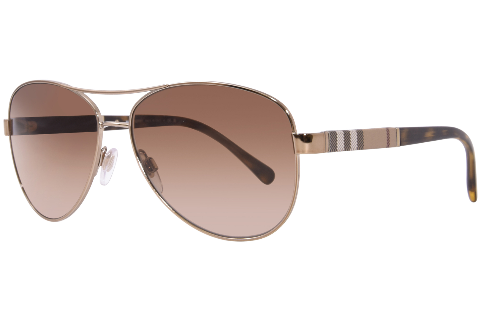 Burberry B3080 B/3080 1145/13 Light Gold/Brown Fashion Pilot Sunglasses 59mm - Afbeelding 1 van 6