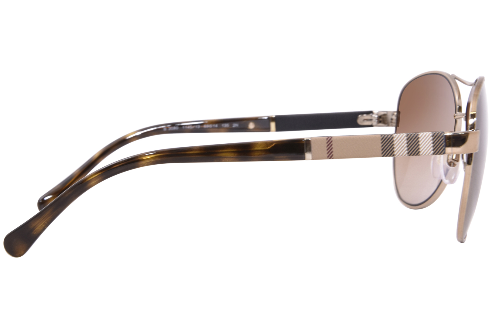 Burberry B3080 B/3080 1145/13 Light Gold/Brown Fashion Pilot Sunglasses 59mm - Afbeelding 3 van 6
