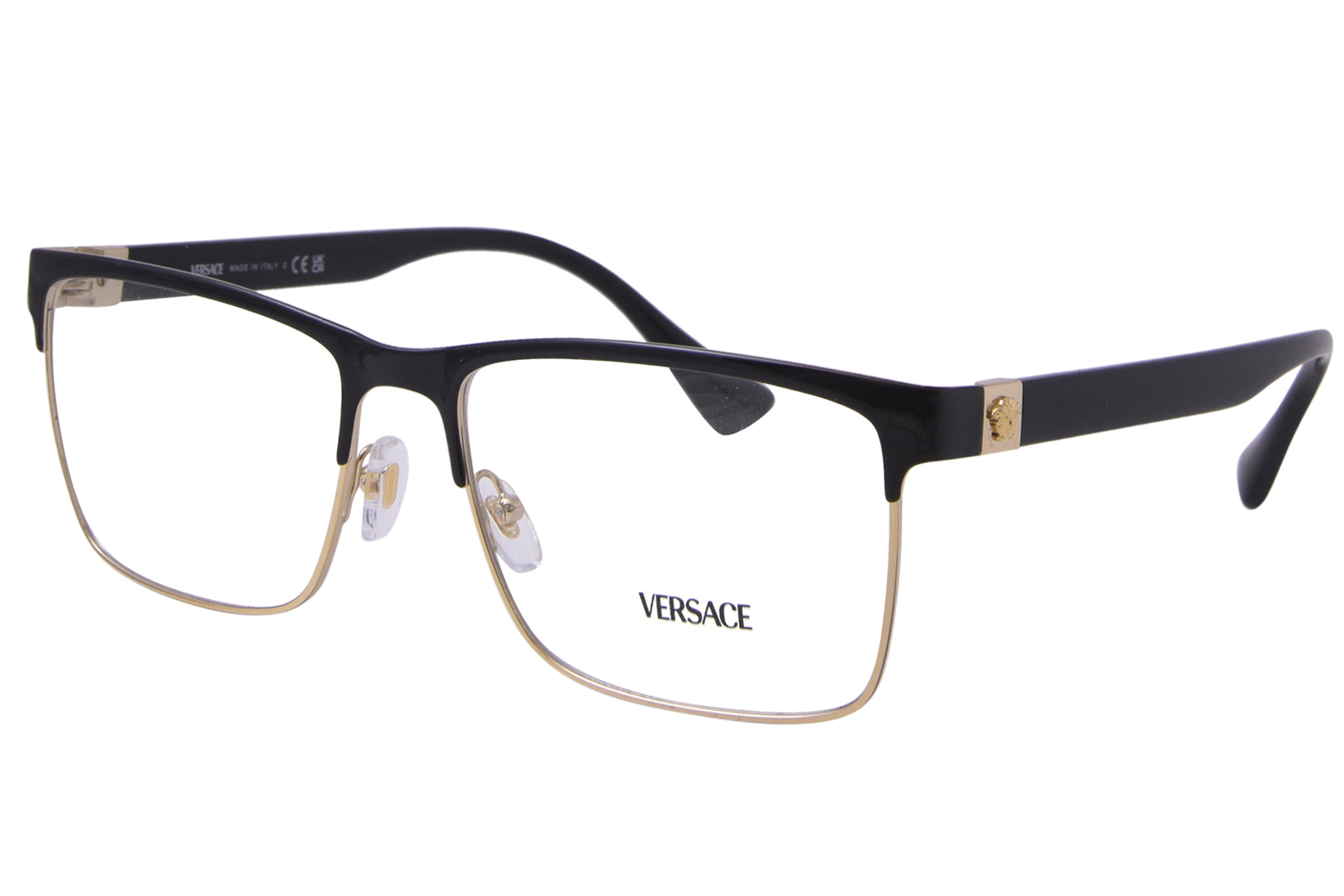 Versace VE1285 1443 Eyeglasses Frame Men's Black Full Rim Rectangle Shape 56mm