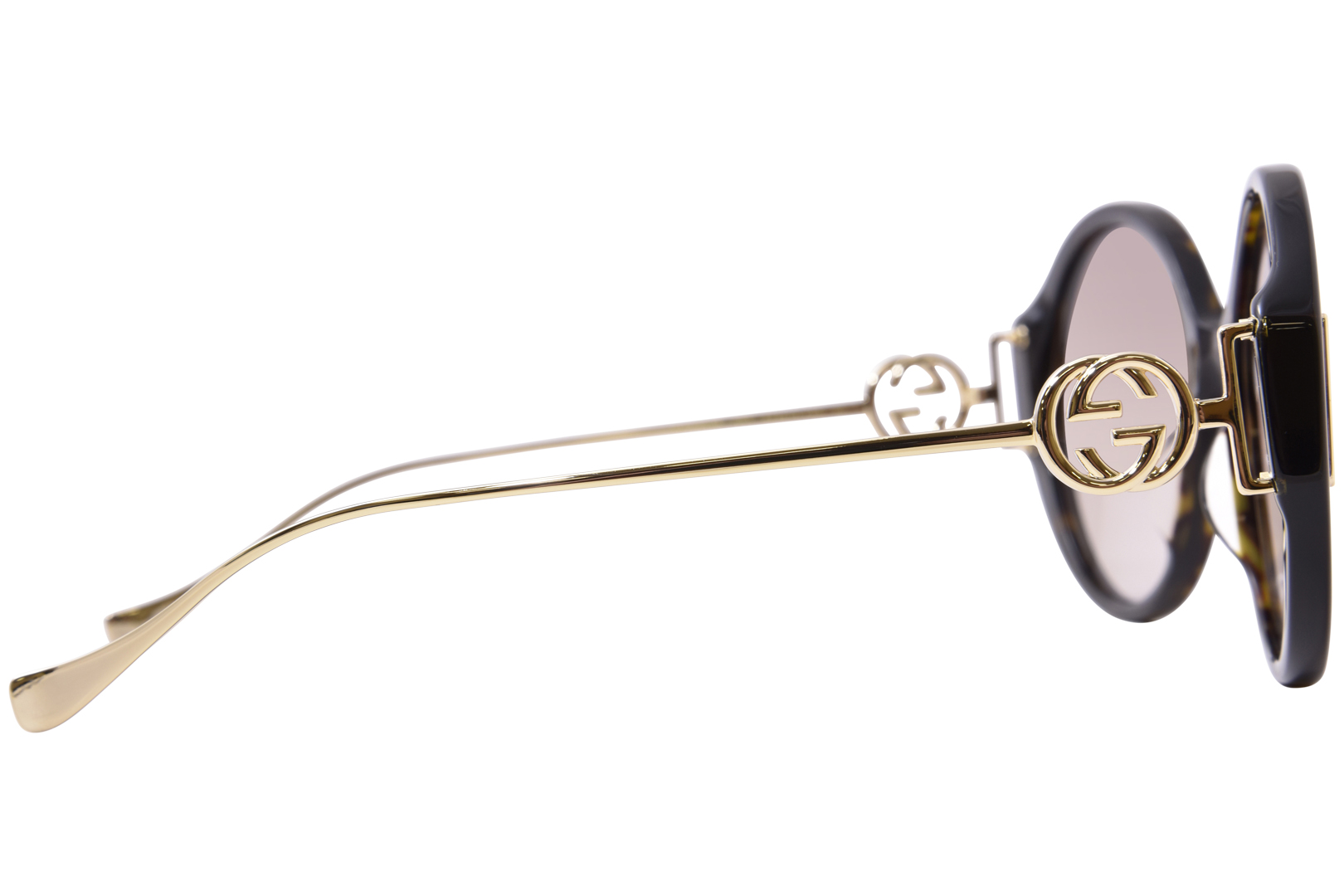 【m】 Gucci GG1202S 003 Sunglasses Women's Havana/Gold/Brown Lenses Oval