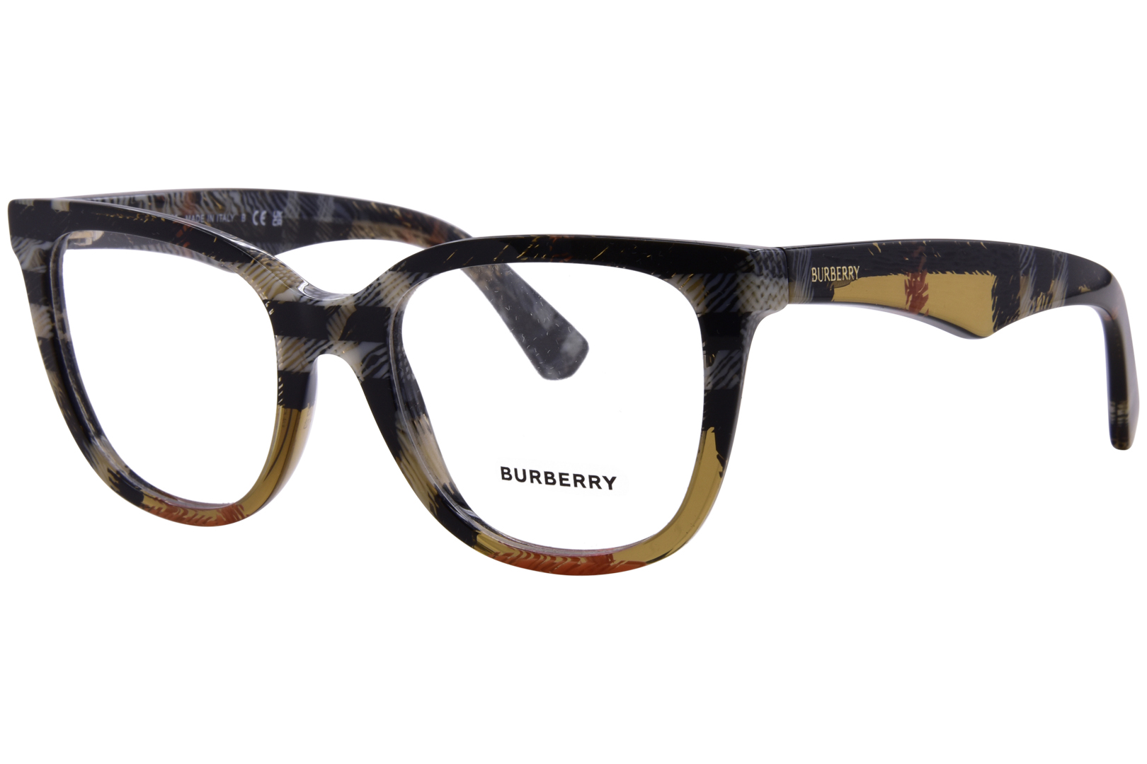 Burberry BE2415 4146 Eyeglasses Women’s Check Sand Full Rim Square Shape 51mm
