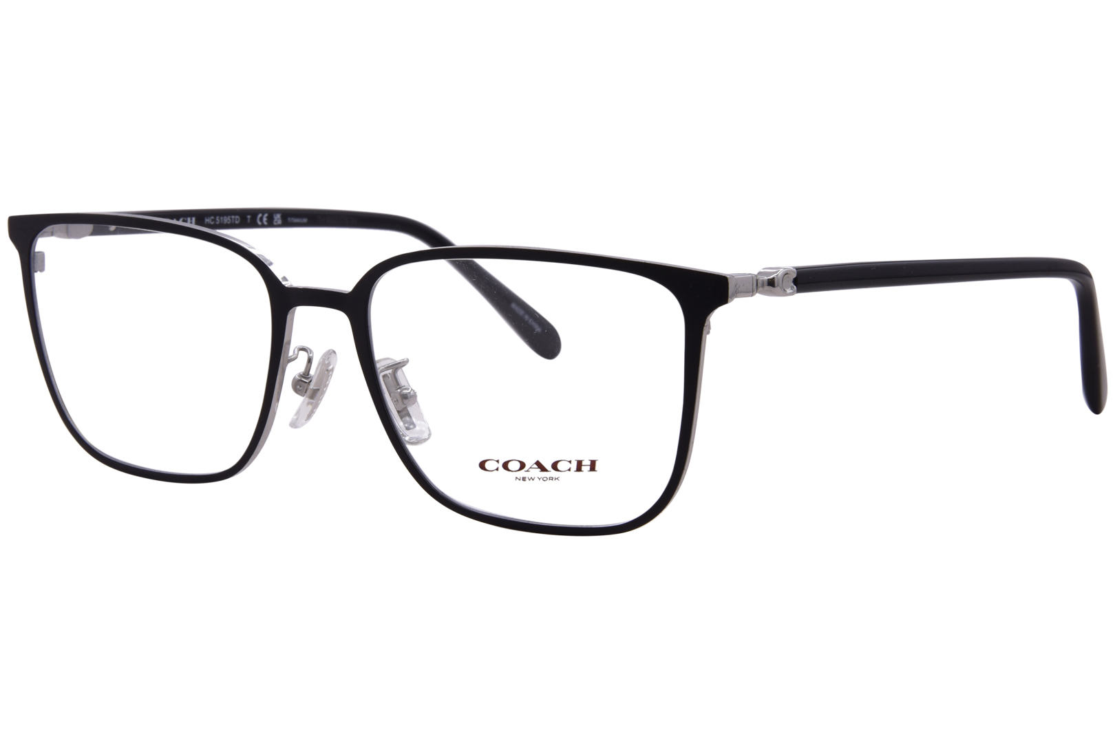 Coach HC5195TD 9003 Titanium Eyeglasses Men's Matte Black Full Rim Square 56mm main product image