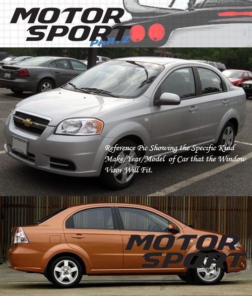 thumbnail image 2 of 4-Pack Rain Guards For Chevy Aveo 2007-2010 – Dark Smoke Window Visors 2 of 6