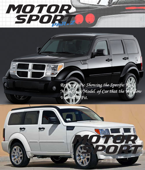 4-Piece Outside Mount Vent Visor Deflector – Fits Dodge Nitro 2007-2011 – Dark Smoke Glossy Acrylic