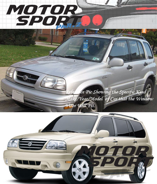 Dark Smoke Acrylic Vent Visor Window Deflectors For Suzuki Grand Vitara 1999-2005 – 4-Piece Set
