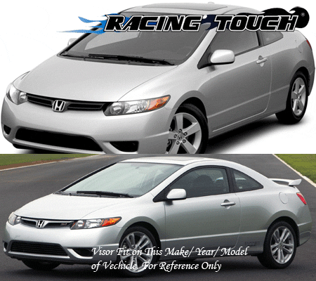 Zh Black Acrylic Side Window Visors For 2006-2011 Honda Civic 2-Door - Sun Rain Deflectors, Self-Adhesive, Gloss Finish
