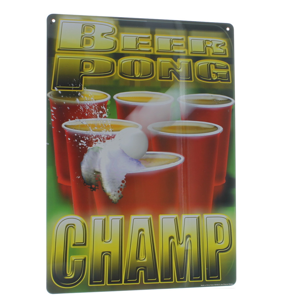 Beer Pong Champ Metal Sign Joke Novelty College Dorm Funny Plaque eBay