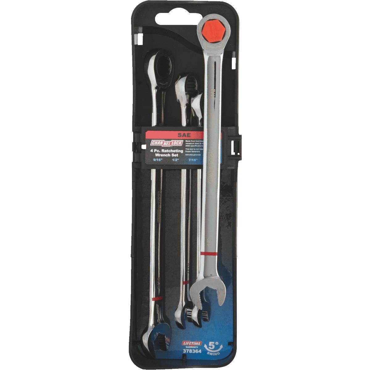 Channellock Standard 12Point Ratcheting Combination Wrench Set (4