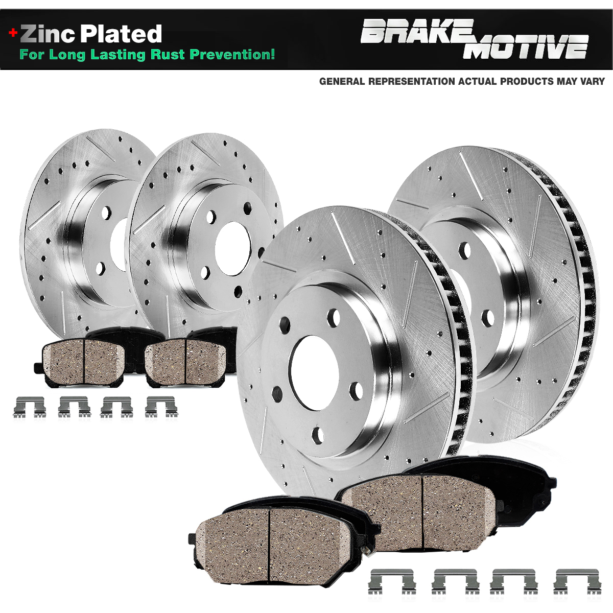 Front+Rear Drilled Slotted Brake Rotors & Ceramic Pads For 2012 2013