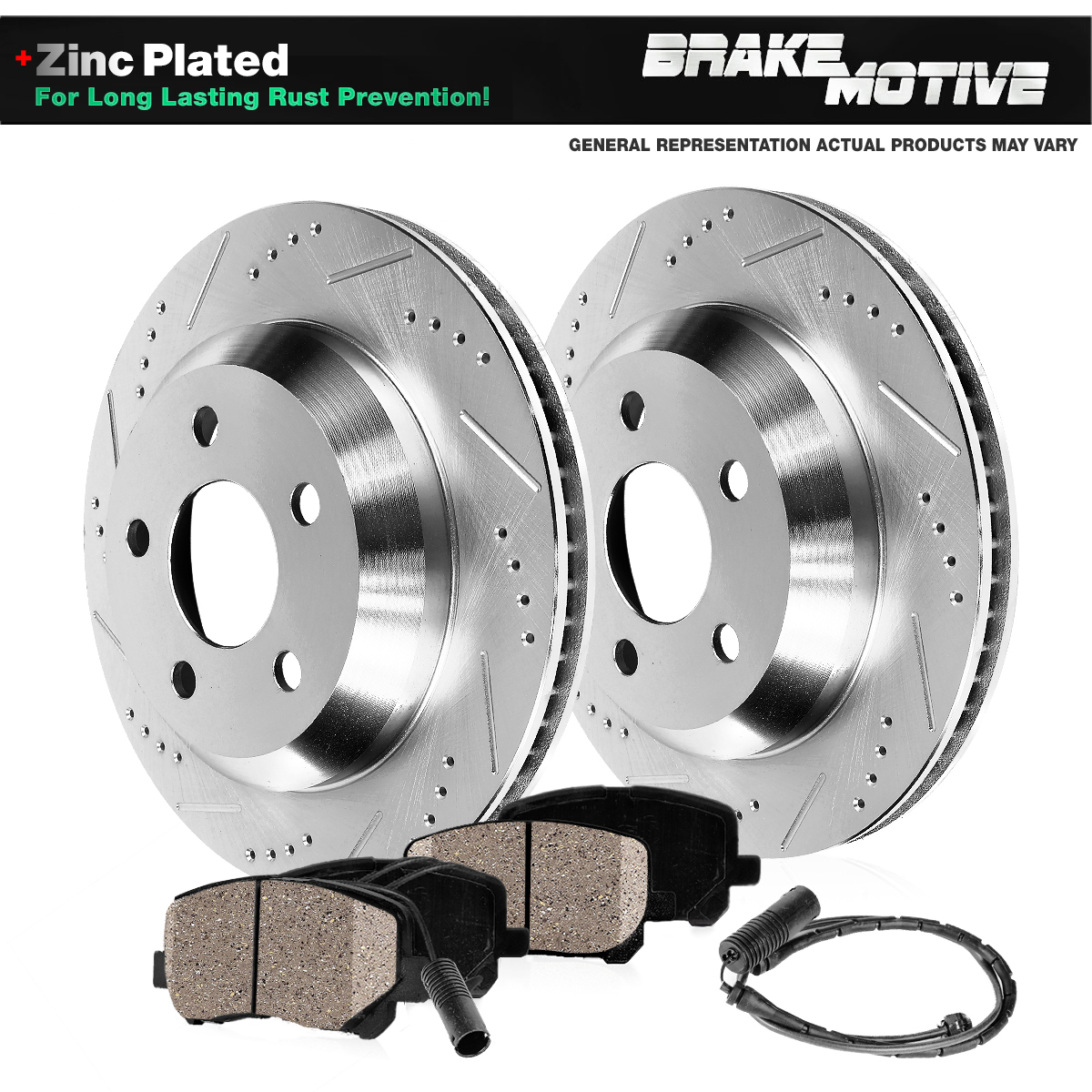Front Drilled Slotted Brake Rotors /& Ceramic Pads For 2003 Mercedes Benz SL550