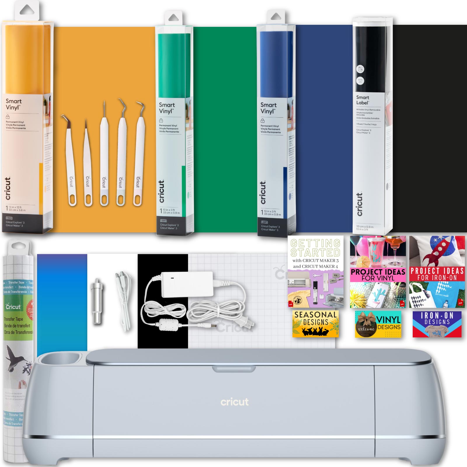 Cricut Maker Machine with 12ft and 3ft Smart Vinyl Rolls Bundle