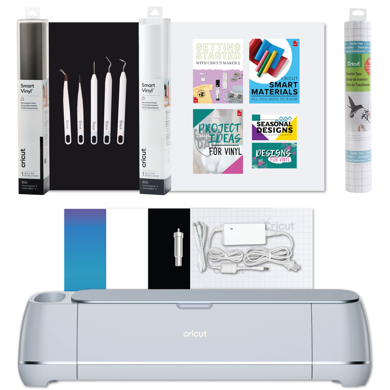 Cricut Maker Machine and Smart Vinyl Black and White Bundle