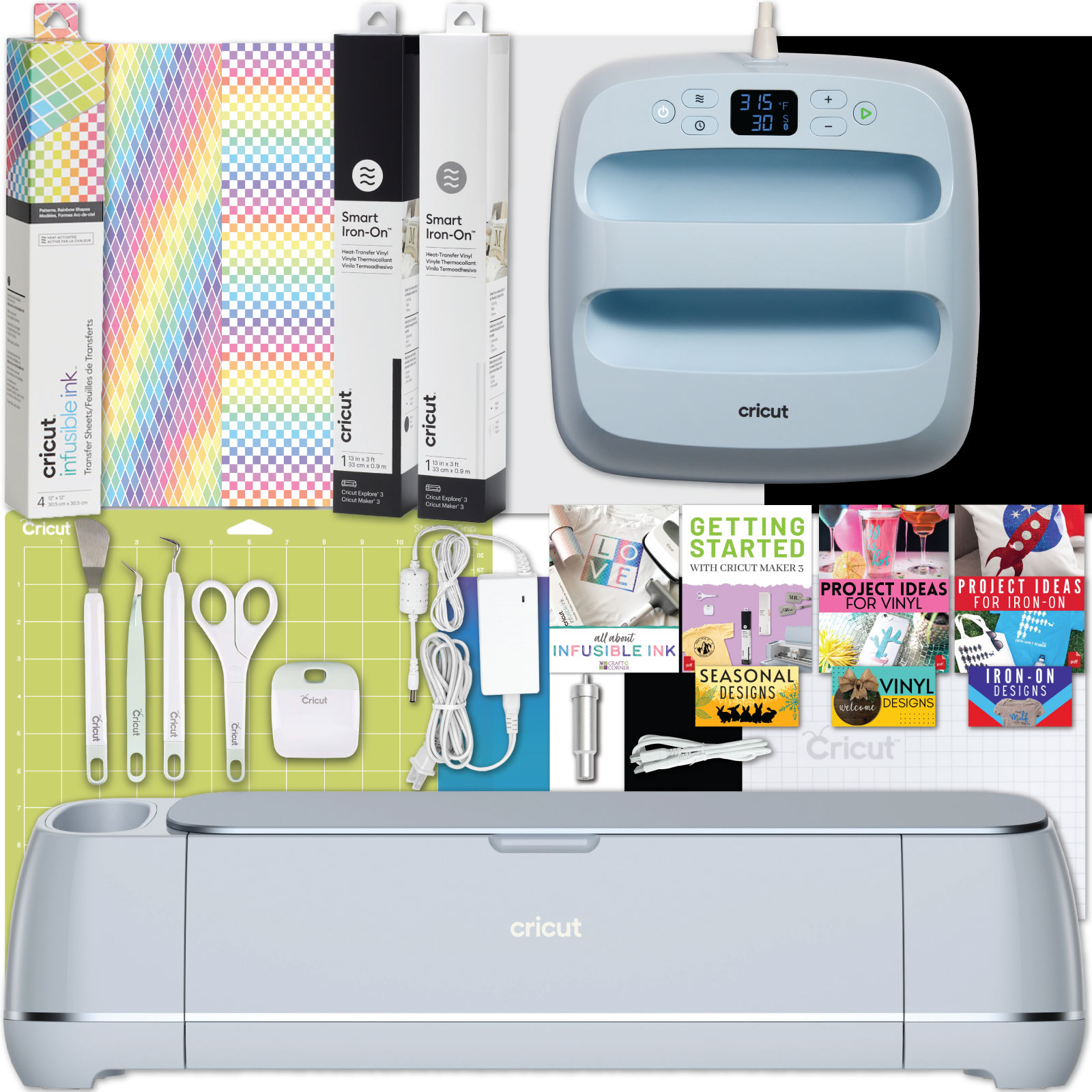 Cricut Maker 3 & EasyPress 3 Bundle - Cutting Machine Heat