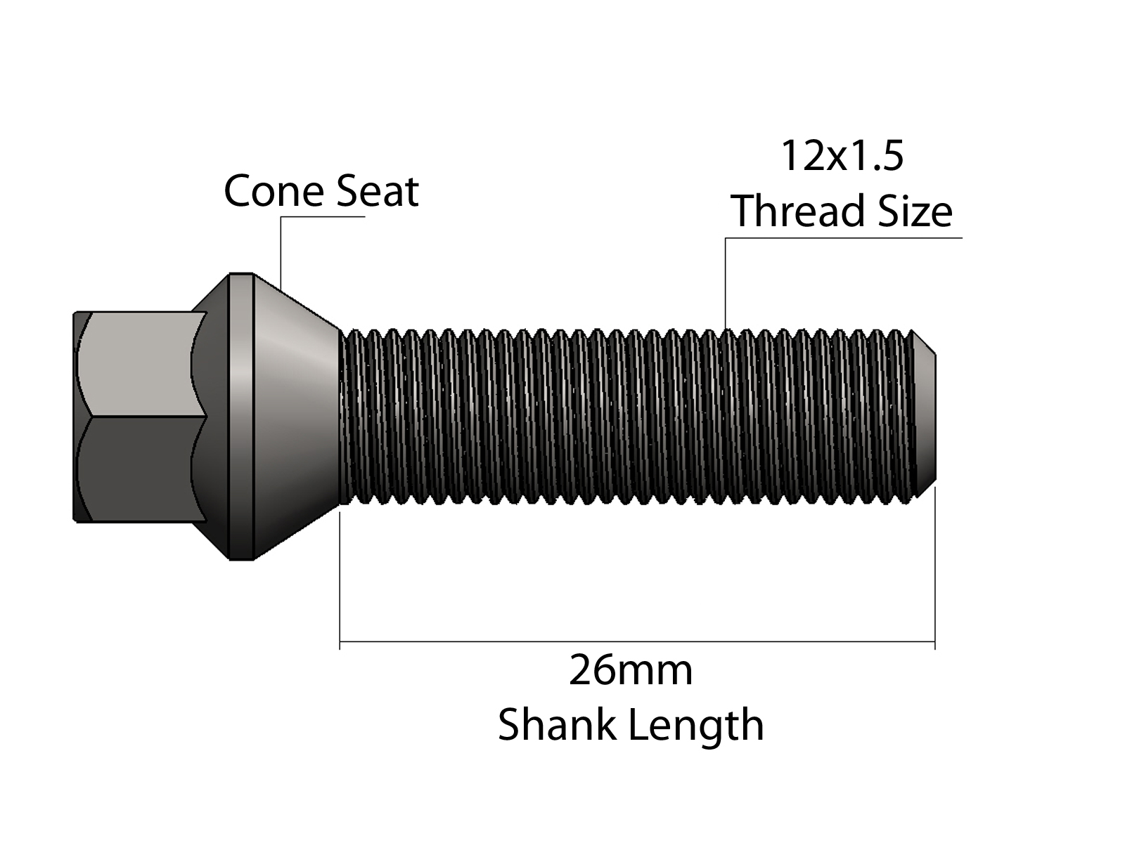 20pc BMW 12x1.5 Thread Pitch Lug Bolts Silver Conical Cone OEM