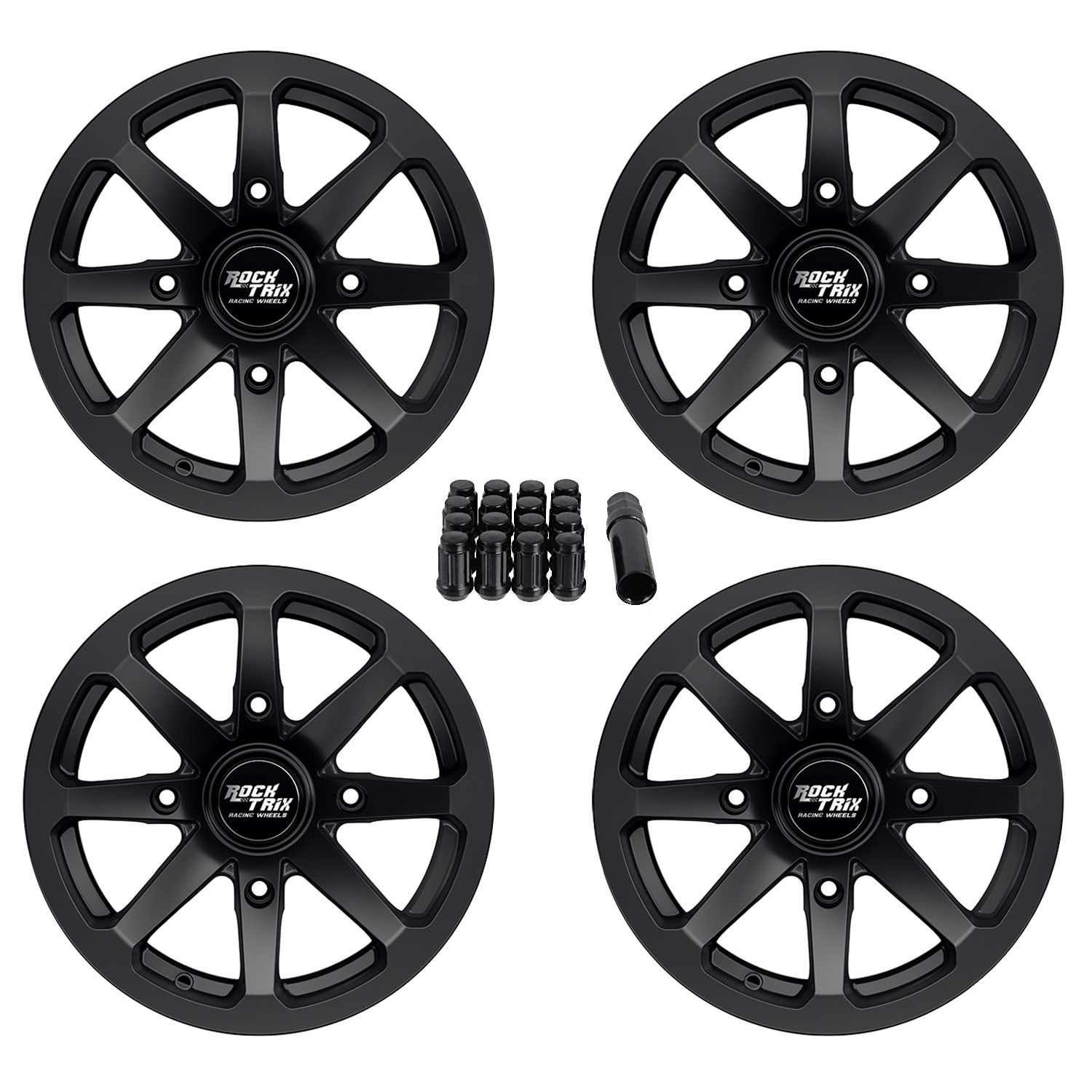RockTrix RT102 ATV/UTV Wheels - 14x7, 4x137 Bolt Pattern, 5+2 Offset, Matte Black (Set Of 4)