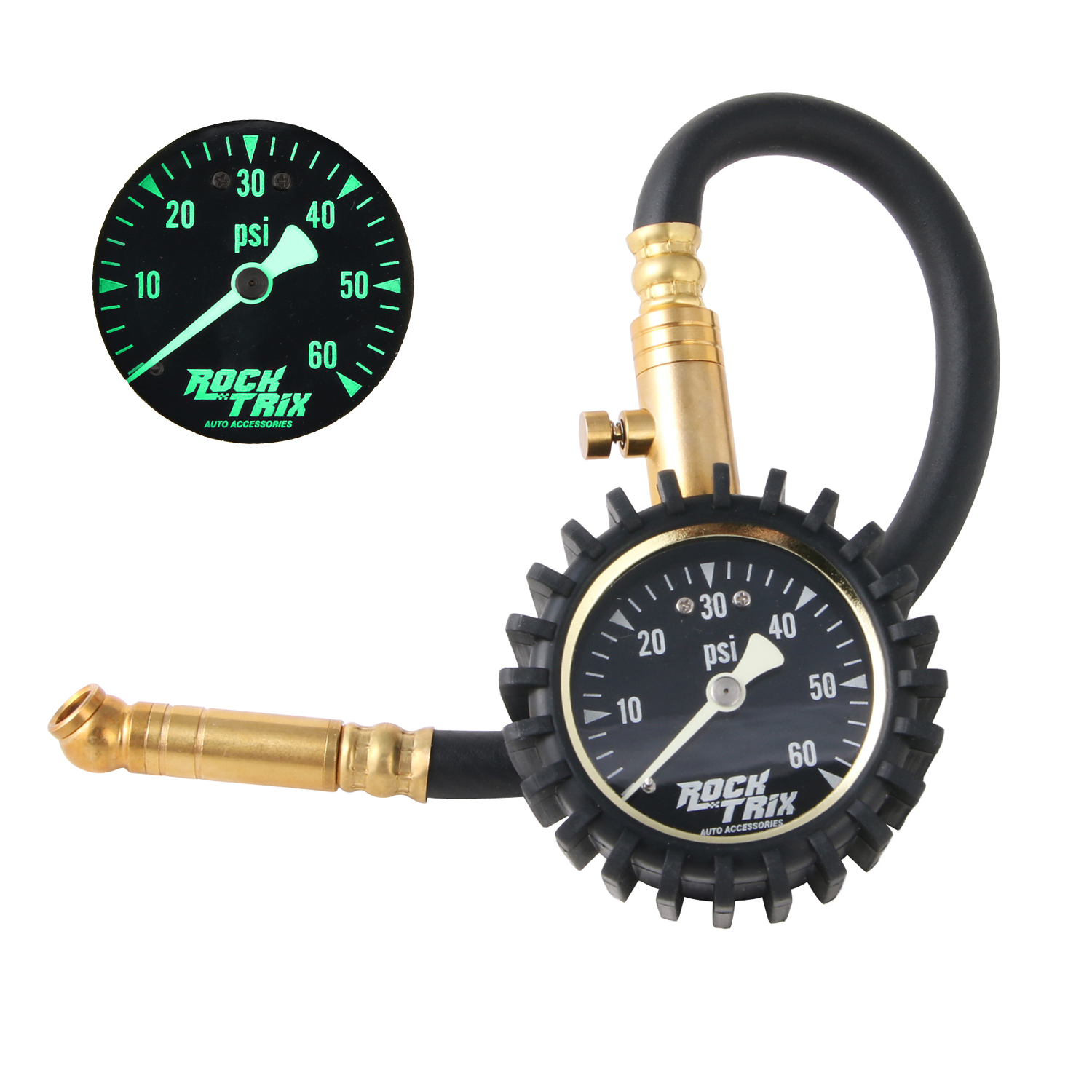 Air Tire Pressure Gauge (High Accuracy) Extended Hose (Up to 60 PSI