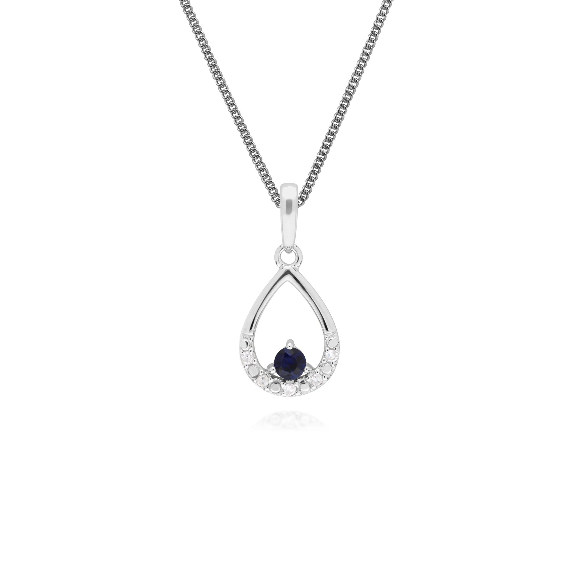 Gemondo 9ct Oro Blanco 0.33ct Zafiro y Diamante Colgante Cadena