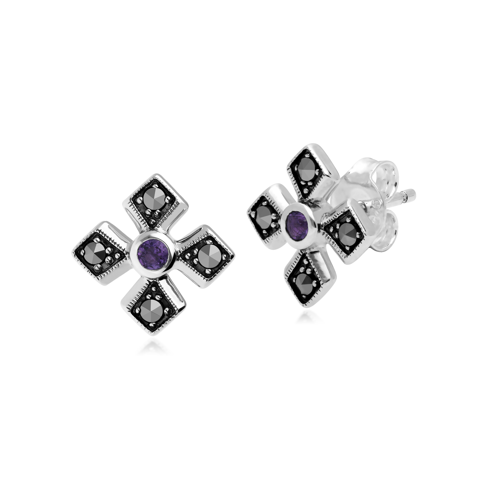 Amatista /& Plata Esterlina 925 con cuentas pulsera elástica Apilable