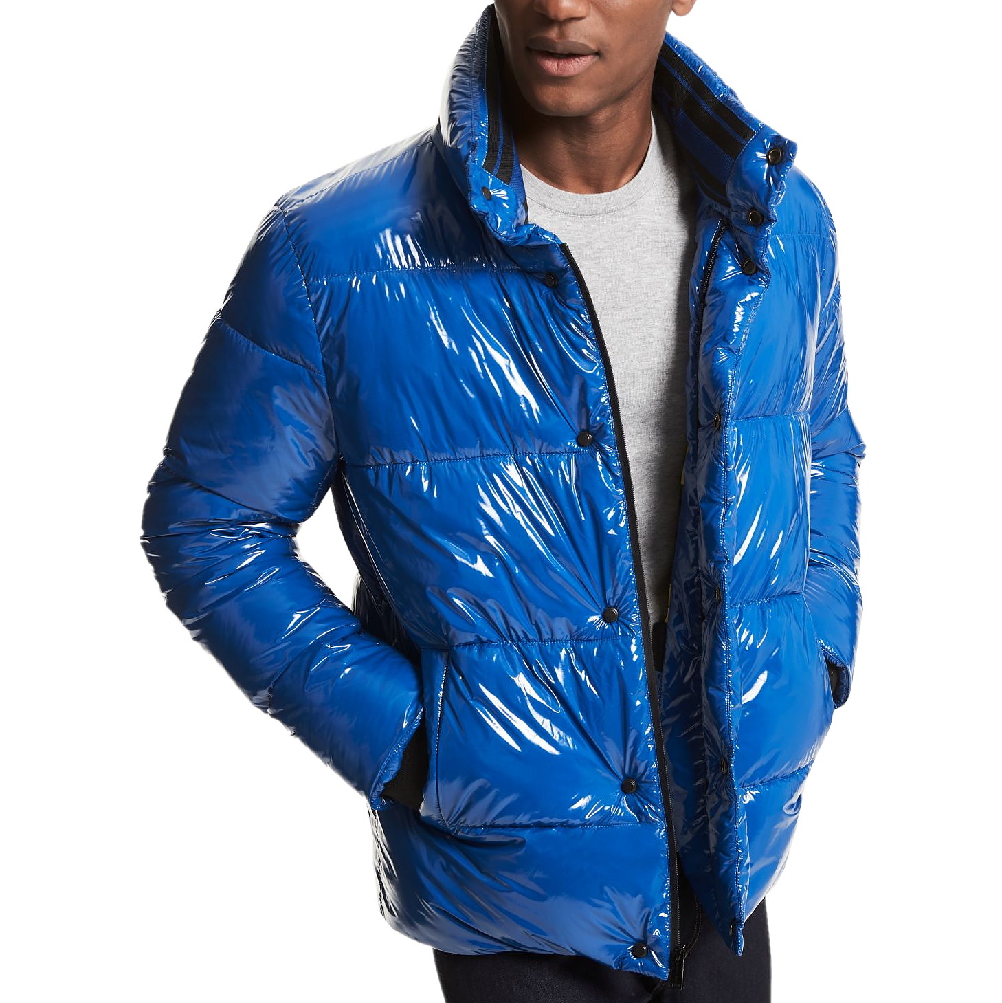 Michael Kors Men's True Blue Puffy Quilted Insulated Puffer