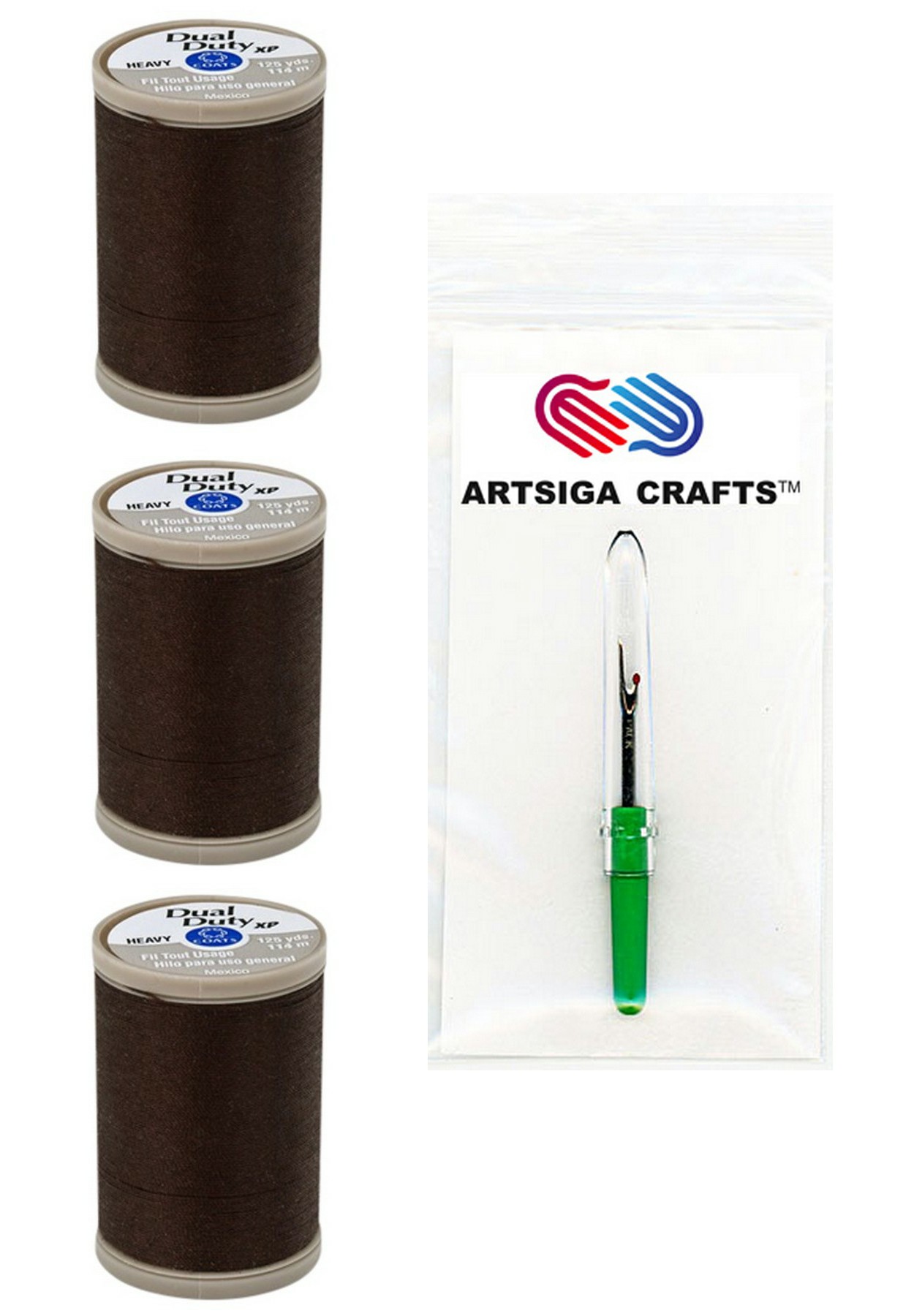 2-Pack 125-Yard COATS /& CLARK Dual Duty XP Heavy Thread Chona Brown