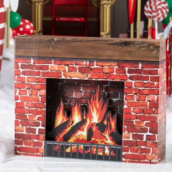CHRISTMAS Holiday Winter Party Decoration Prop Crackling FIREPLACE Wall Mural