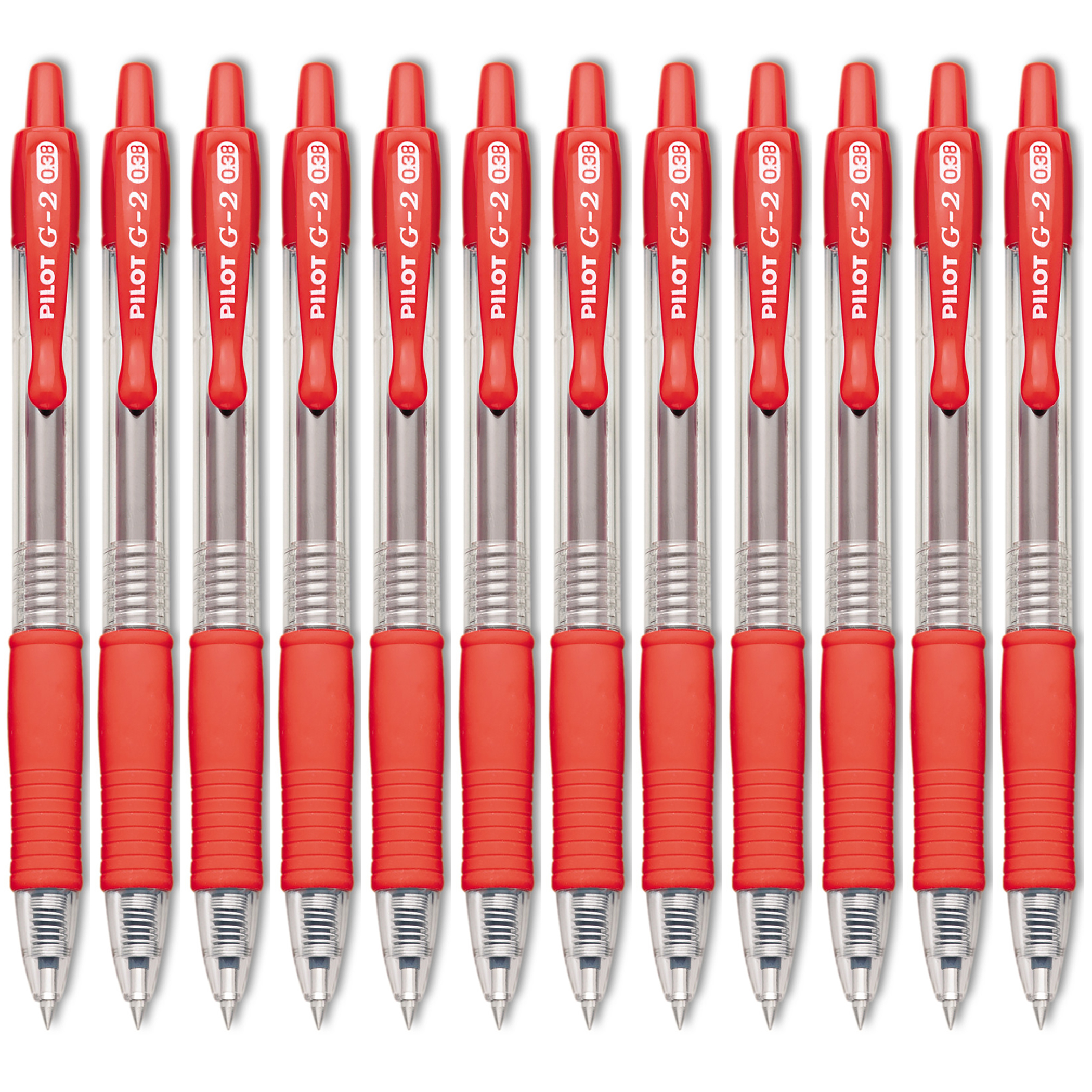 Pilot G2 RT Rollerball Gel Pens, Ultra Fine Point, 0.38mm, Red Ink, 12