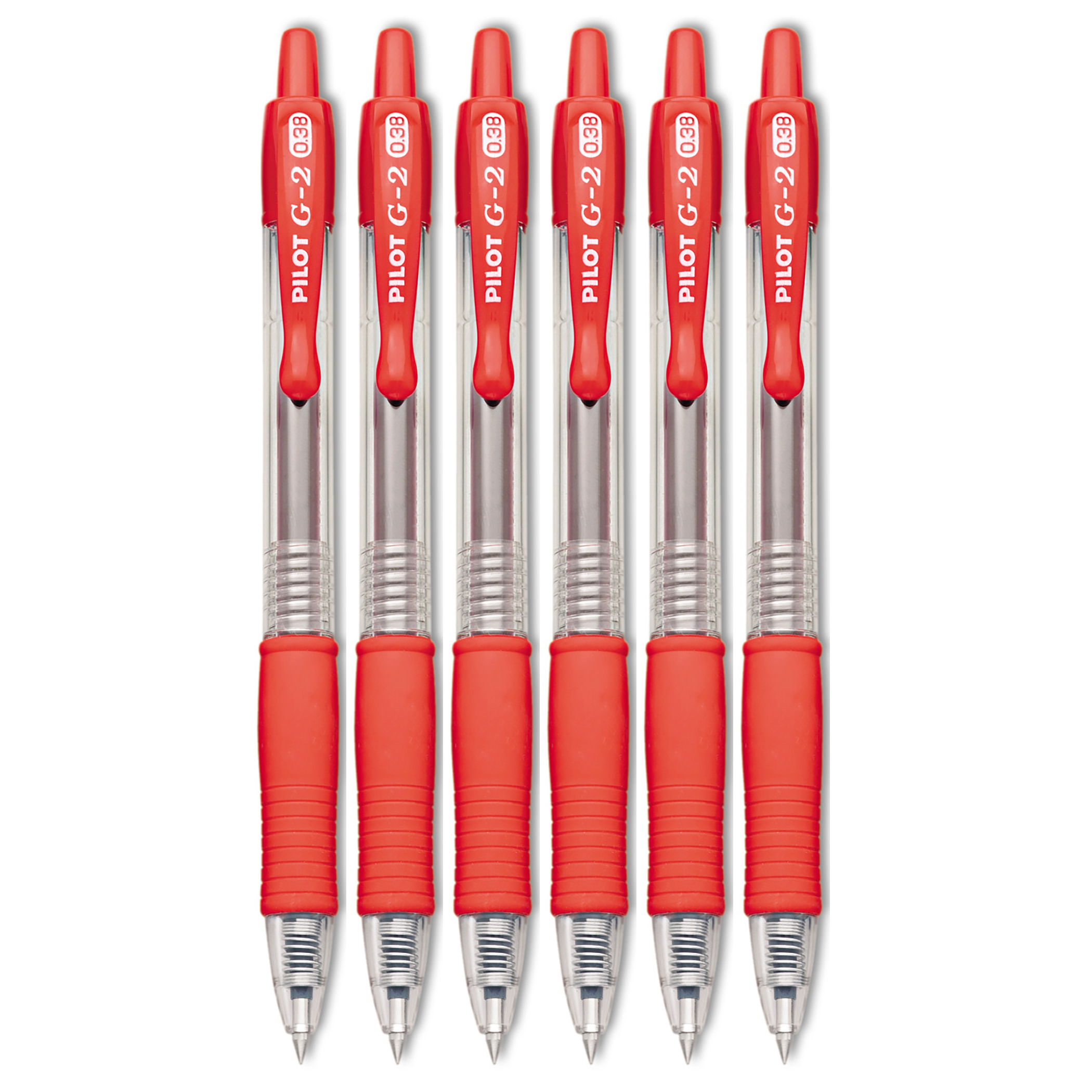 Pilot G2 RT Rollerball Gel Pens, Ultra Fine Point, 0.38mm, Red Ink, 6