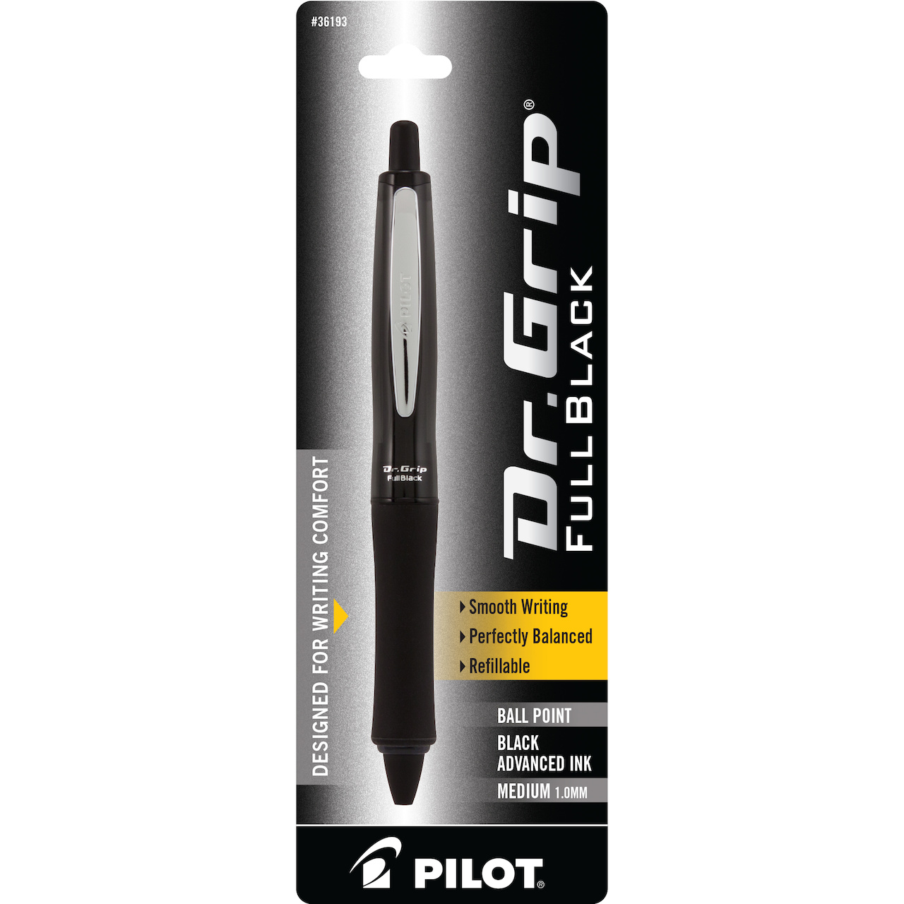Dr. Grip FullBlack Retractable Ballpoint Pen, Medium Point, 1.0mm