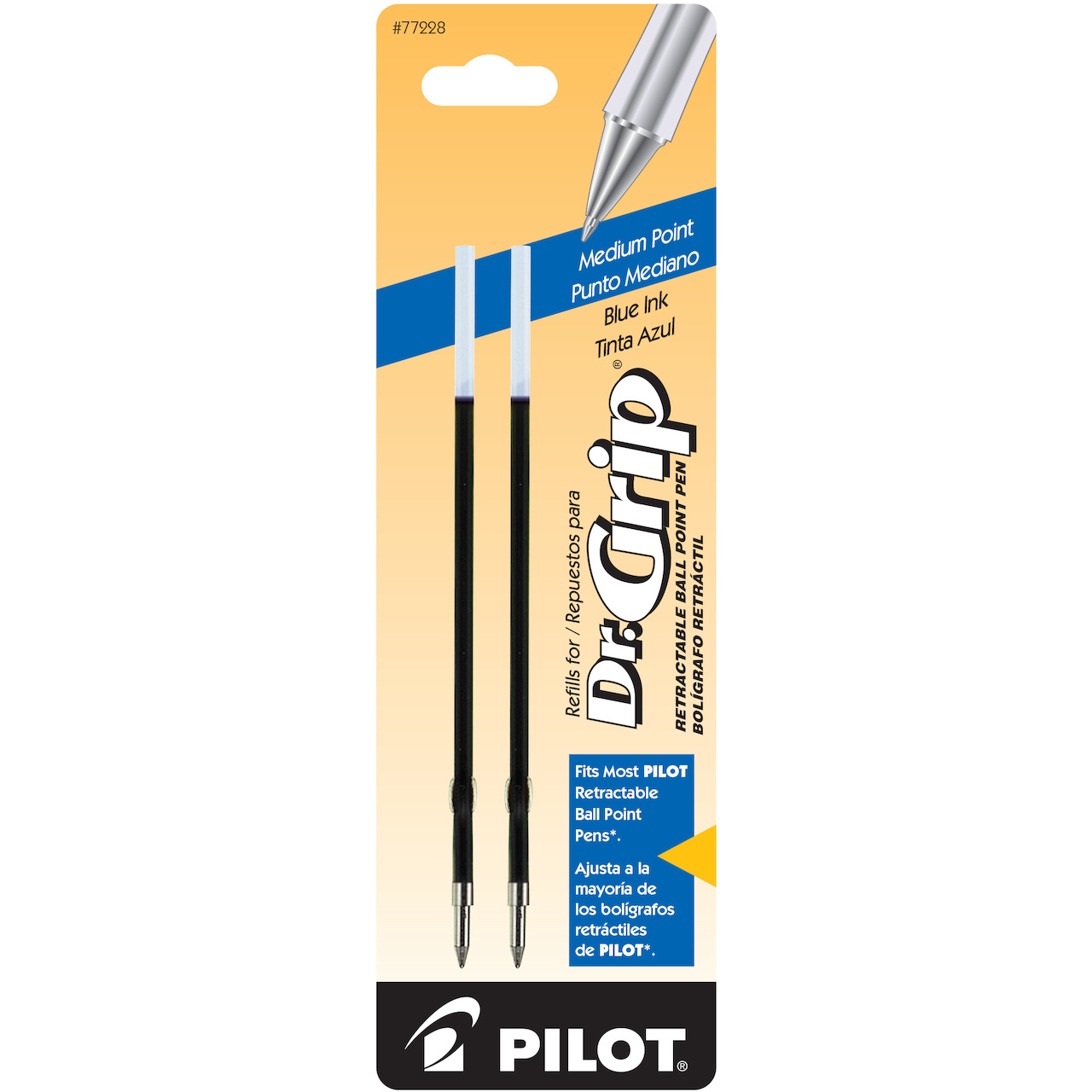 Pilot refill retractable bp 2-pk med Blue 77228 (072838772282)