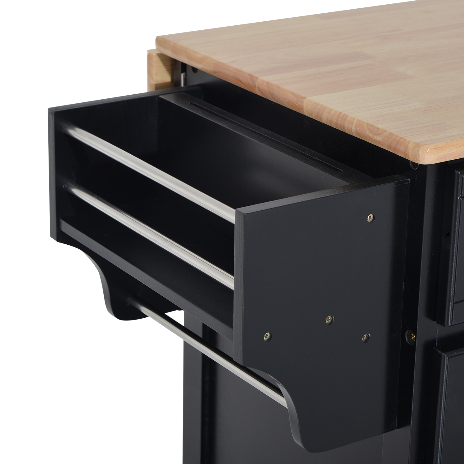 58" Kitchen Island Cart Modern Drop Leaf Storage Trolley Shelf