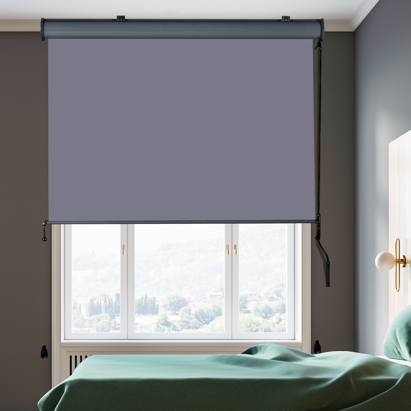 Outsunny Retractable Exterior Cordless Privacy Roller