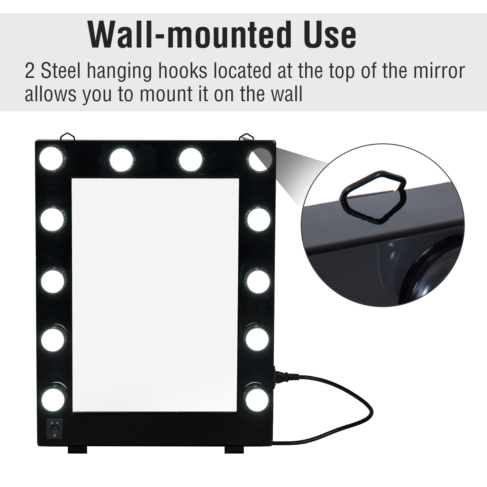 26" Hollywood Makeup Vanity Mirror with Led Light Dimmer Cosmetic