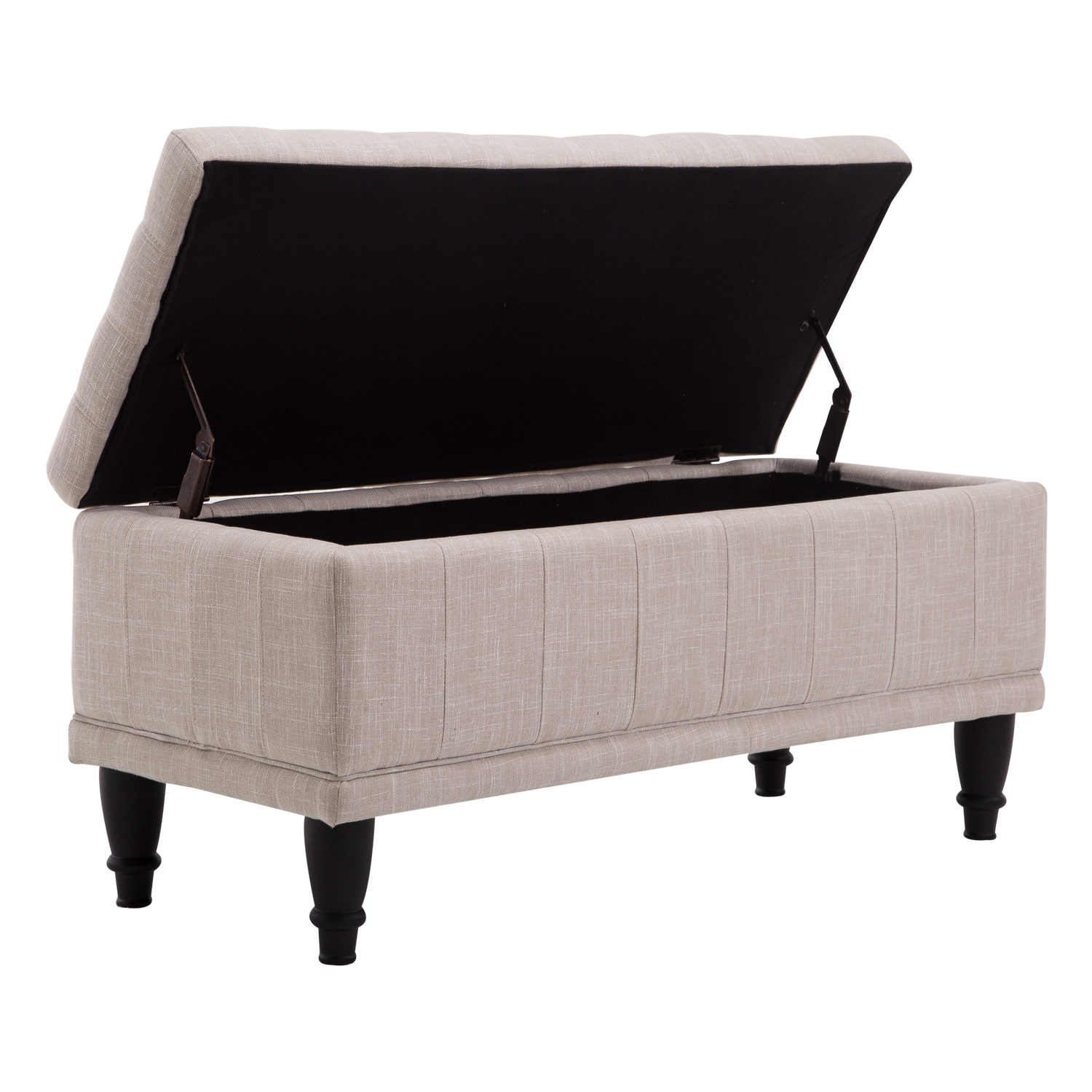 42" Lift Top Storage Ottoman Tufted Fabric Shoe Bench Footrest Stool