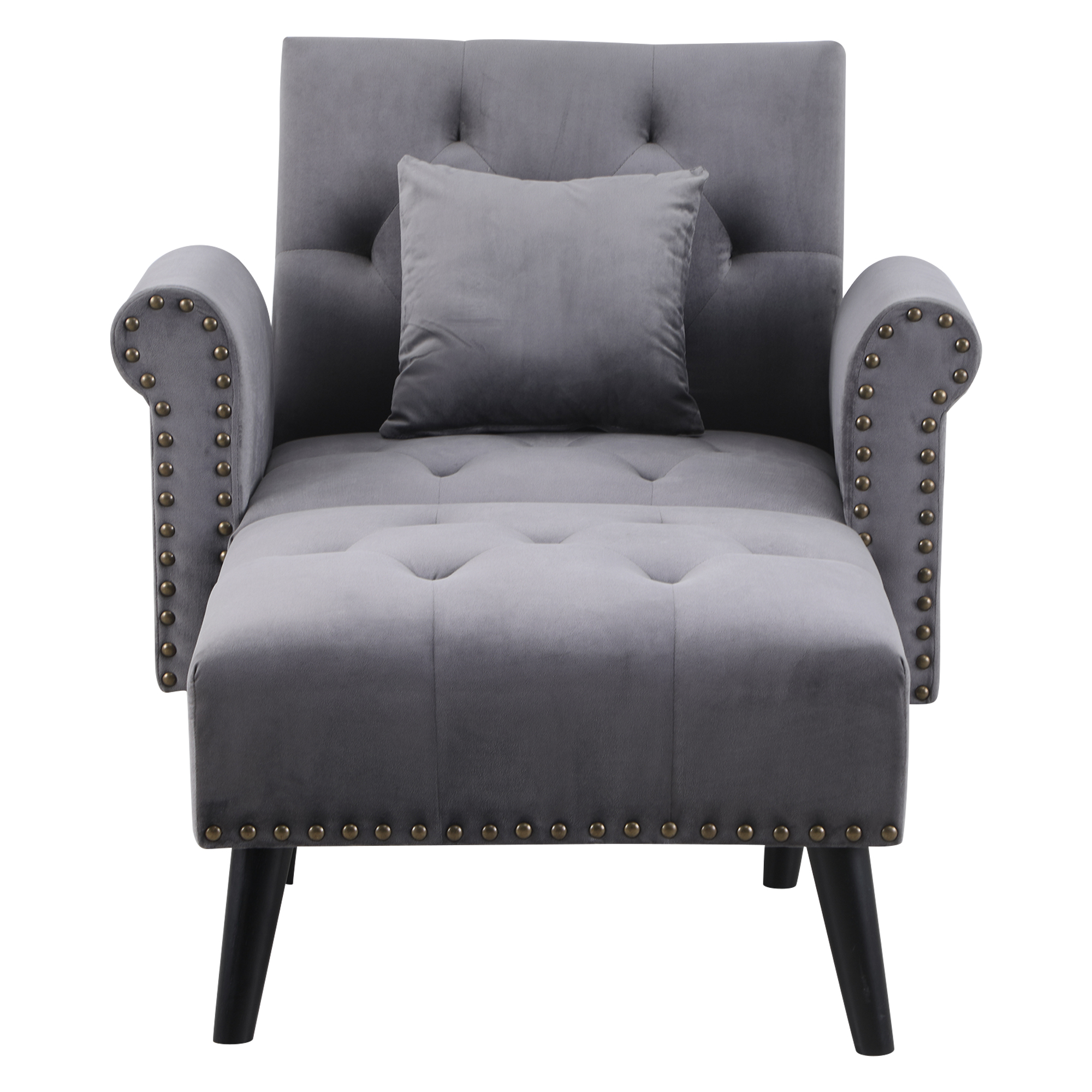 Elegant Plush Chaise Lounge Convertible Chair with Heavy Padded Seat