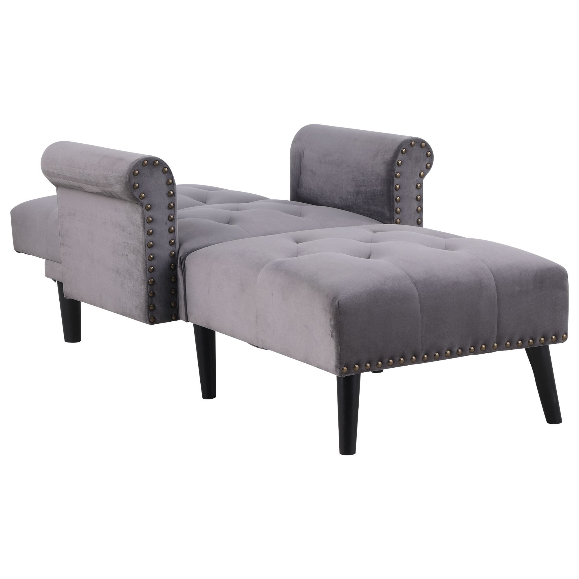 Chaise Lounge Convertible Bed Wood Leg Adjustable Backrest Home Sofa eBay