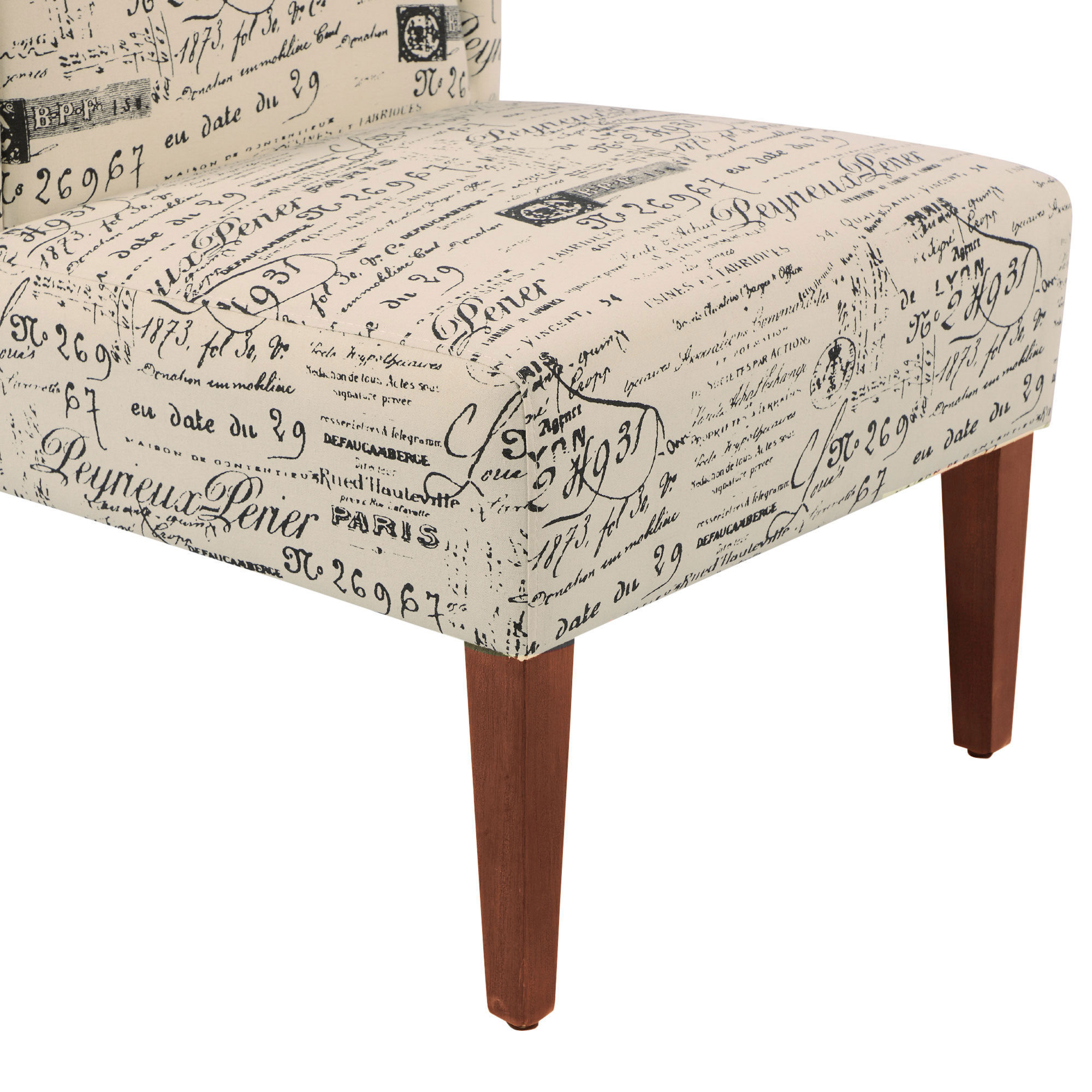 Paris Patterned Accent Chair w/Mid-Back Padded Cushion Support & Solid Wood Legs