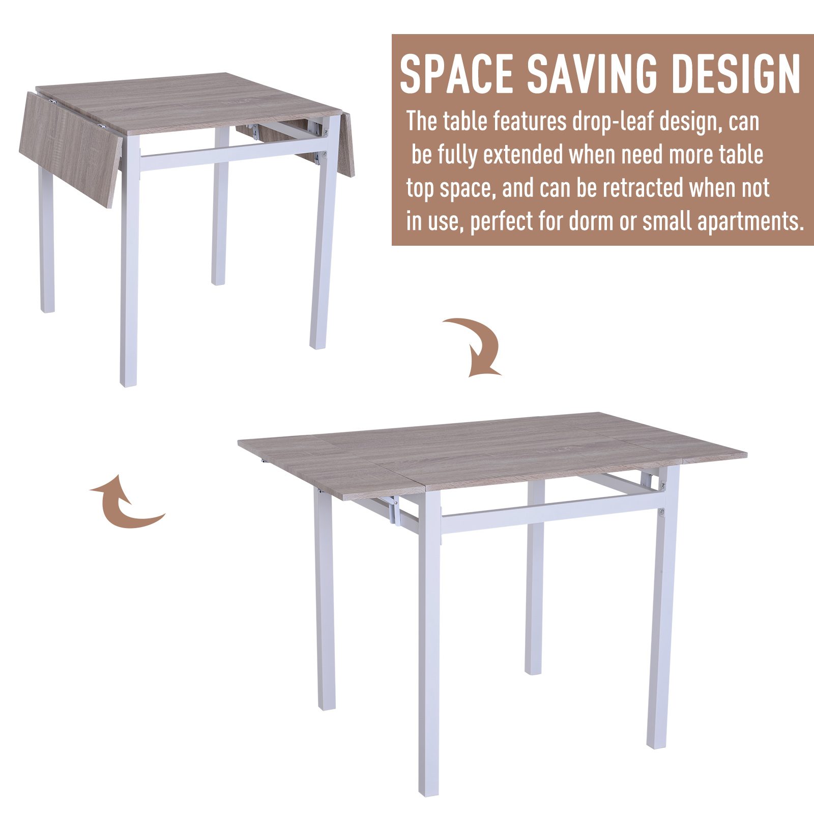 5 PC Extending Drop Leaf Counter Height Dining Set Table ...