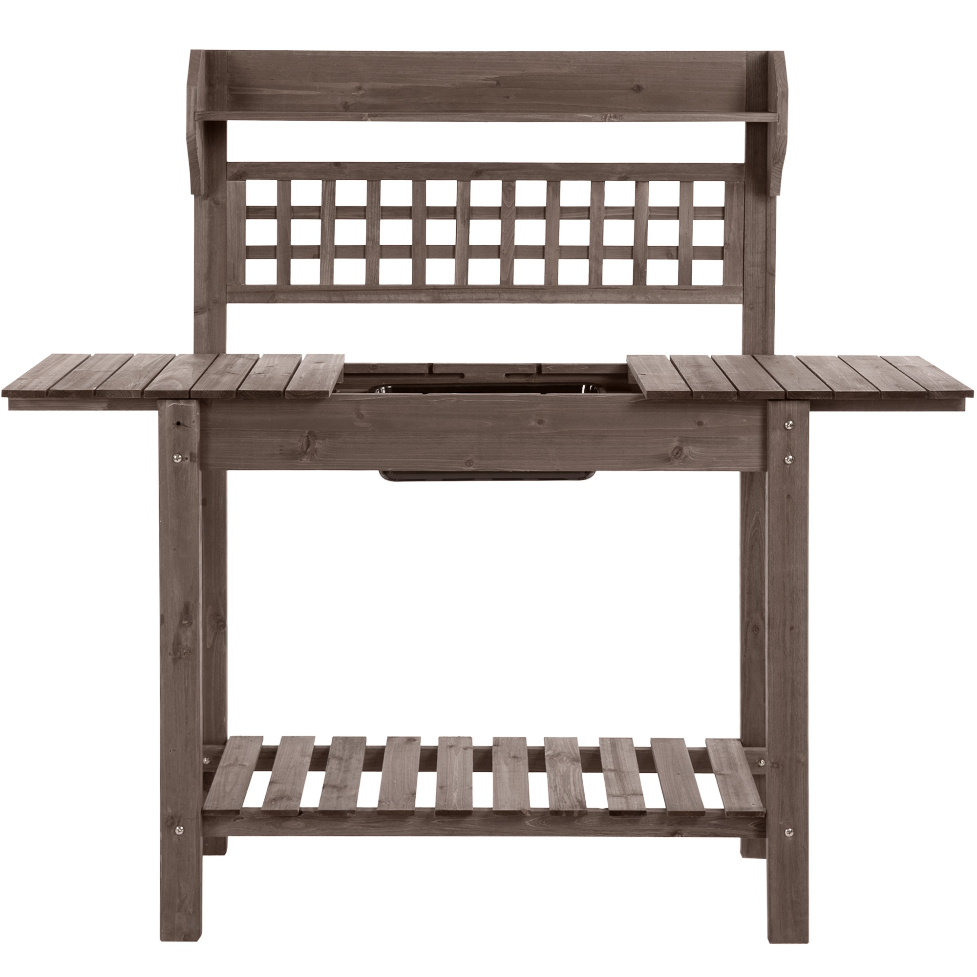 Wooden Outdoor Planning and Potting Bench with Sink Basin & Clapboard