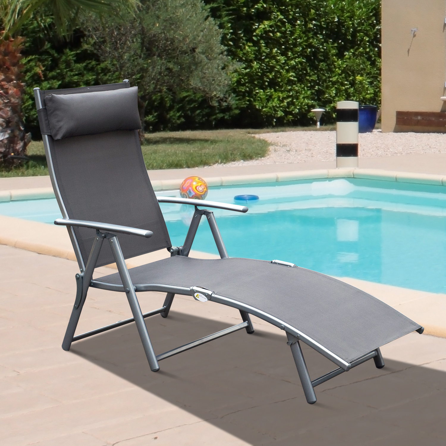 Chaise Lounge Chair Folding Pool Beach Yard Adjustable ...