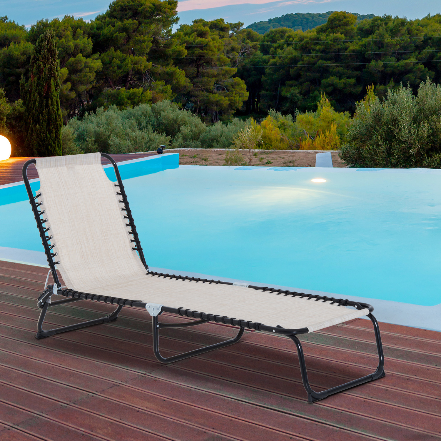 3Position Portable Reclining Beach Chaise Lounge Adjustable Sleeping