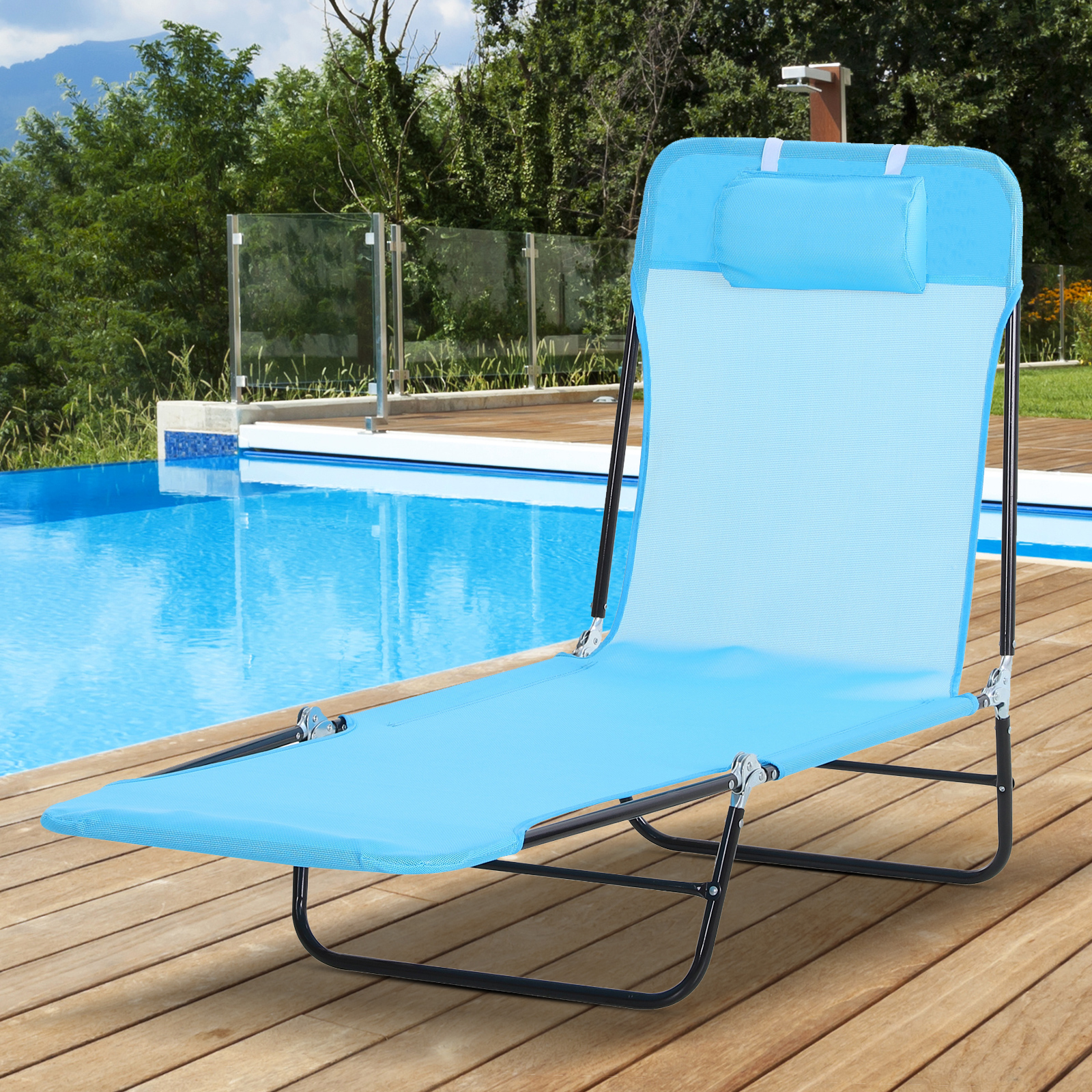 Outsunny AdjustableLevel Chaise Sun Lounge Chair for the Beach Patio or Deck w/ Folding Design