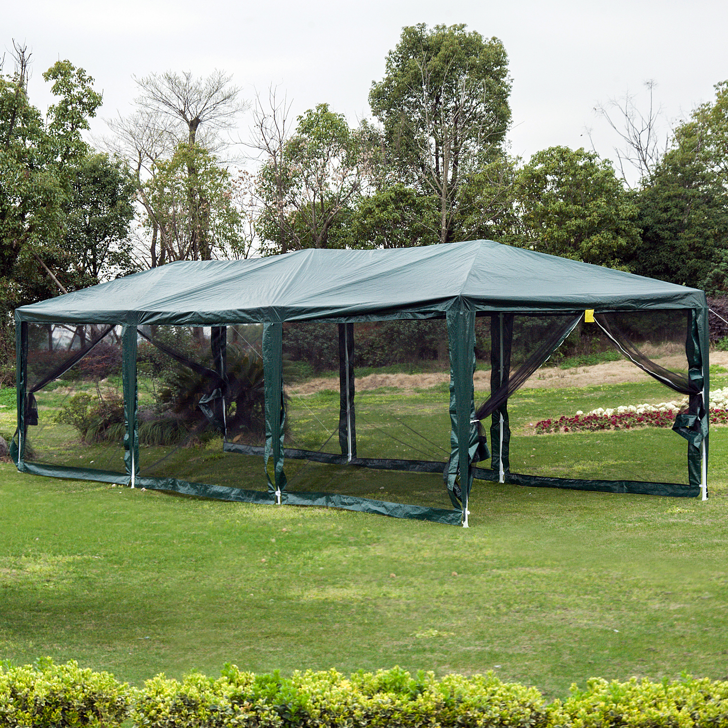 Outsunny 10' x 30' Gazebo Canopy Cover Tent with Removable Walls Green